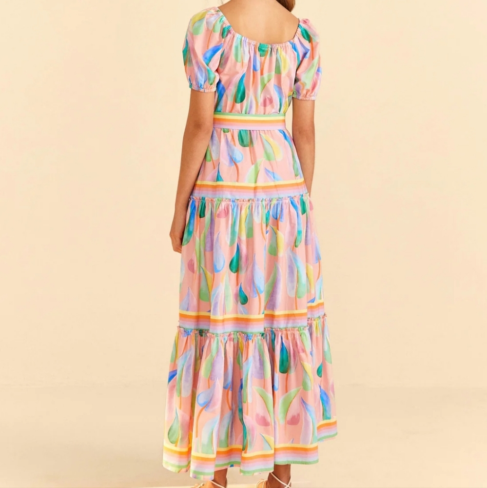 Farm Rio Pink Pastel Leaves Maxidress - Picture 4 of 4